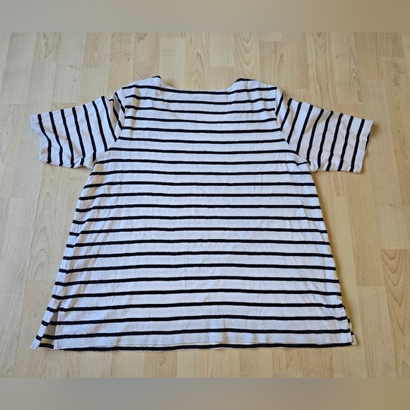 J.Jill Pima Slub Scoop Neck Side Slit Tee Size Large Petite - Picture 5 of 9